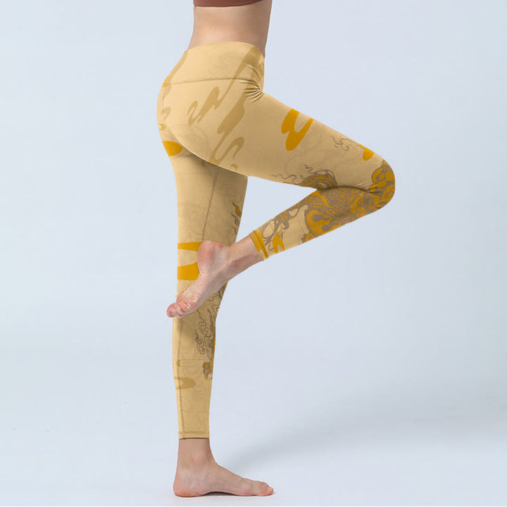 Buddha Stones PiXiu Clouds Pattern Gym Leggings Women's Yoga Pants - image 3