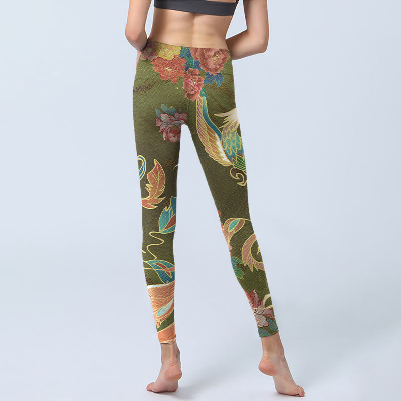 Buddha Stones Vibrant Phoenix Flowers Print Gym Leggings Women's Yoga Pants - image 6