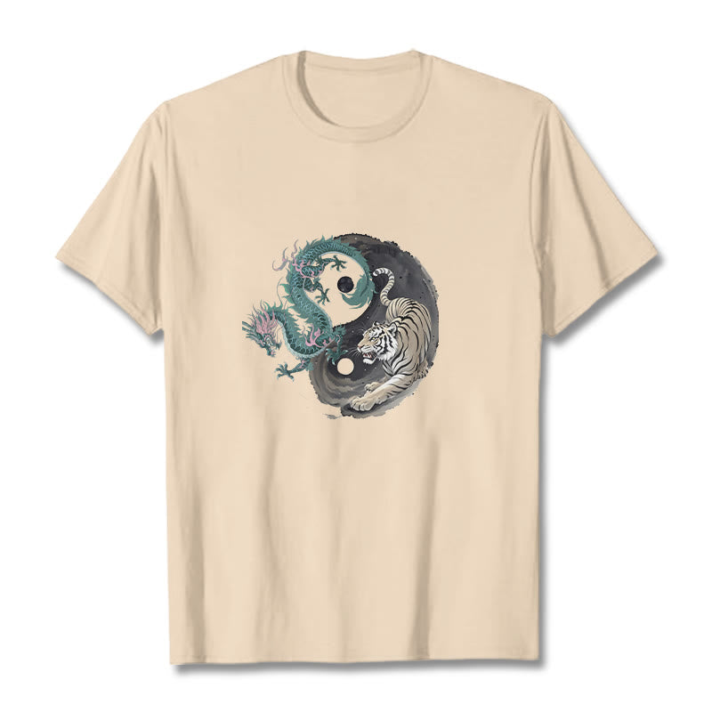 Buddha Stones Tiger Dragon Yin Yang Cotton Tee T-shirt - Bisque - 2XL - image 9