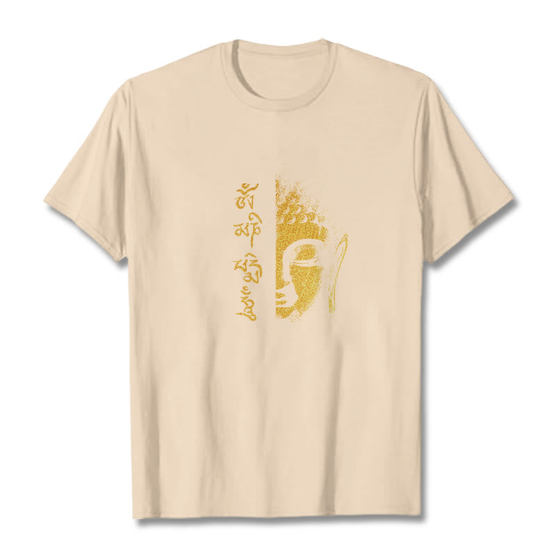 Buddha Stones Om Mani Padme Hum Golden Buddha Cotton Tee T-shirt - Bisque - 2XL - image 8