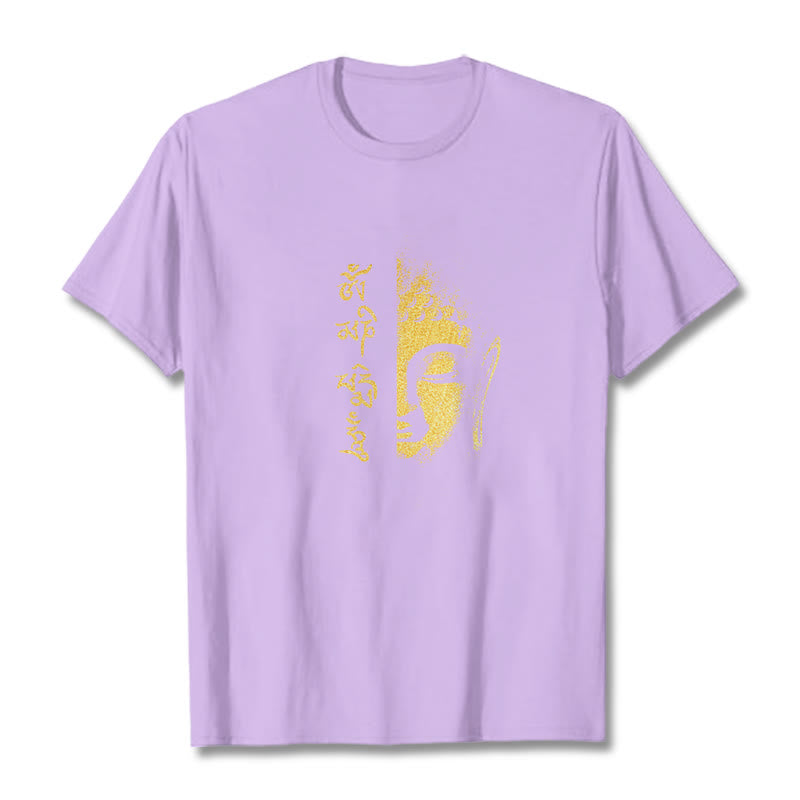 Buddha Stones Om Mani Padme Hum Golden Buddha Cotton Tee T-shirt - Plum - 2XL - image 15