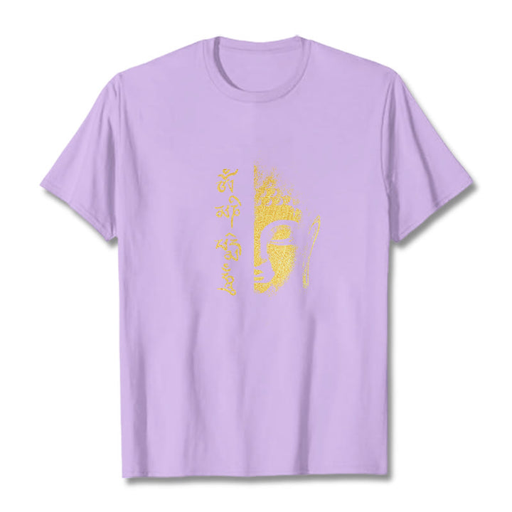 Buddha Stones Om Mani Padme Hum Golden Buddha Cotton Tee T-shirt - Plum - 2XL - image 15