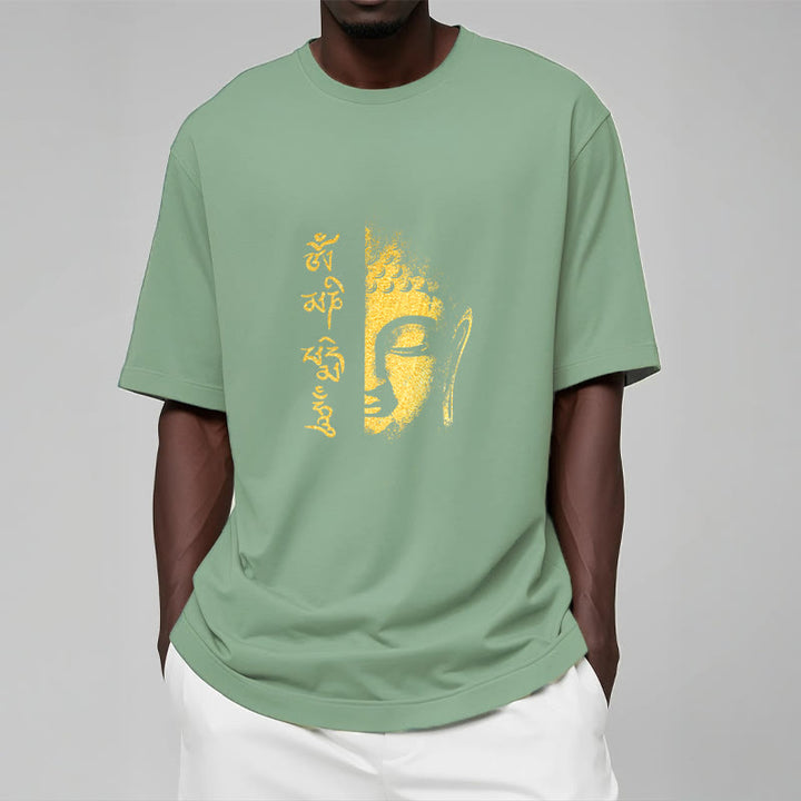 Buddha Stones Om Mani Padme Hum Golden Buddha Cotton Tee T-shirt - image 14