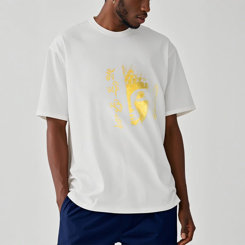 Buddha Stones Om Mani Padme Hum Golden Buddha Cotton Tee T-shirt - image 12