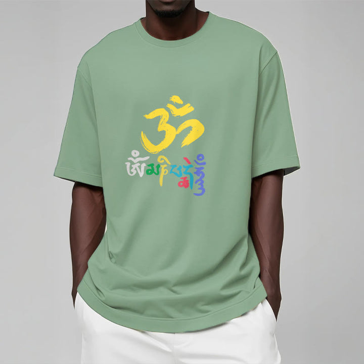 Buddha Stones Colorful Om Mani Padme Hum Cotton Tee T-shirt - image 14