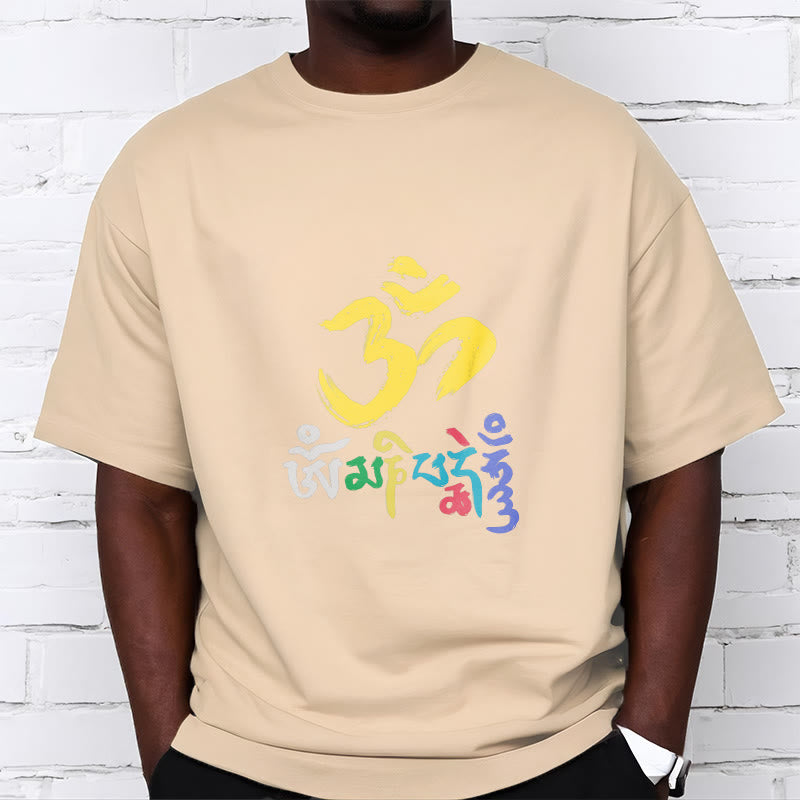 Buddha Stones Colorful Om Mani Padme Hum Cotton Tee T-shirt - image 9