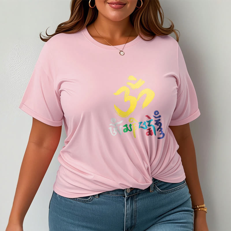 Buddha Stones Colorful Om Mani Padme Hum Cotton Tee T-shirt - image 19