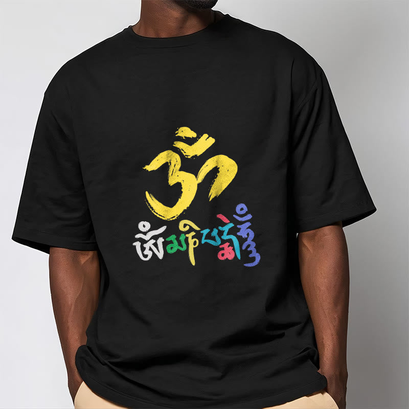 Buddha Stones Colorful Om Mani Padme Hum Cotton Tee T-shirt - image 3