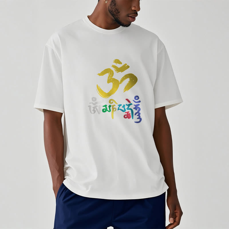 Buddha Stones Colorful Om Mani Padme Hum Cotton Tee T-shirt - image 12