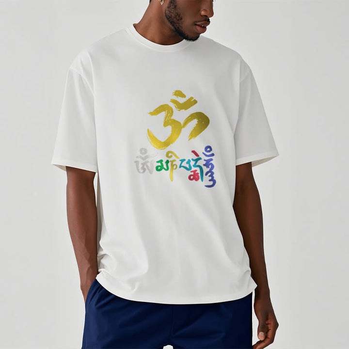 Buddha Stones Colorful Om Mani Padme Hum Cotton Tee T-shirt - image 12