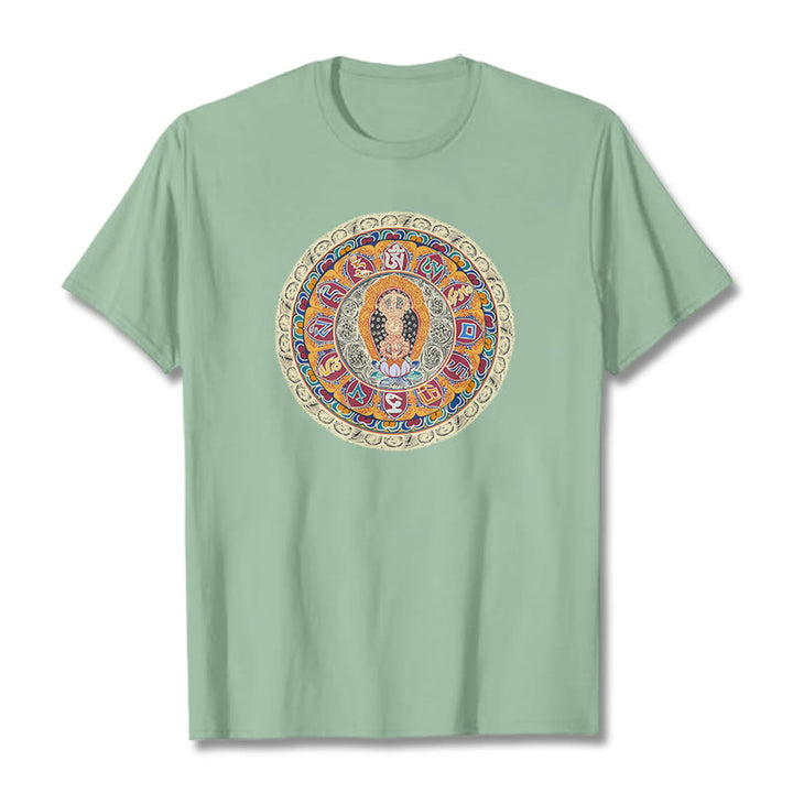 Buddha Stones Dorje Vajra Mandala Buddha Cotton Tee T-shirt - PaleGreen - 2XL - image 13