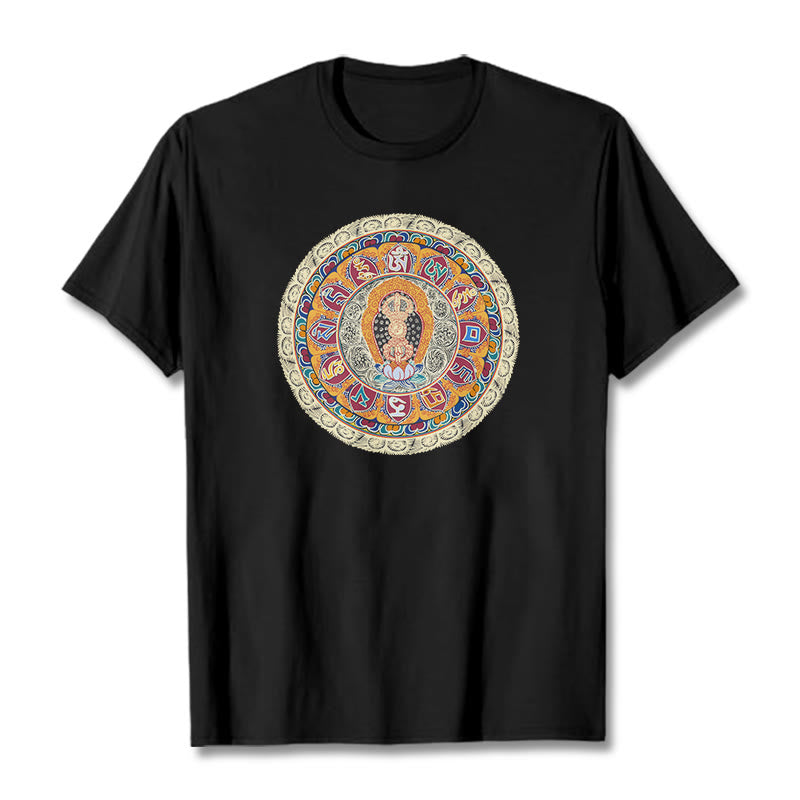 Buddha Stones Dorje Vajra Mandala Buddha Cotton Tee T-shirt - Black - 2XL - image 2