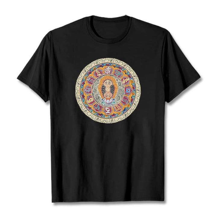 Buddha Stones Dorje Vajra Mandala Buddha Cotton Tee T-shirt - Black - 2XL - image 2