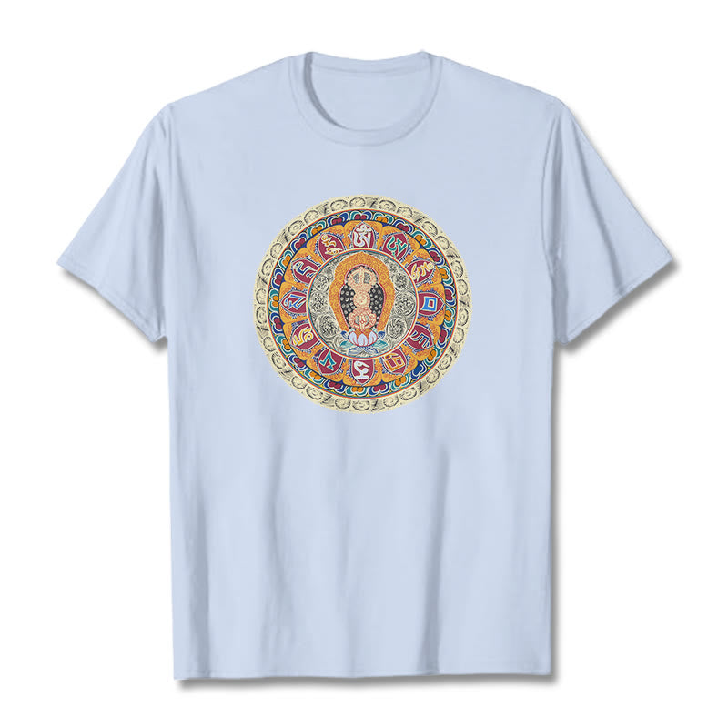 Buddha Stones Dorje Vajra Mandala Buddha Cotton Tee T-shirt - LightCyan - 2XL - image 9