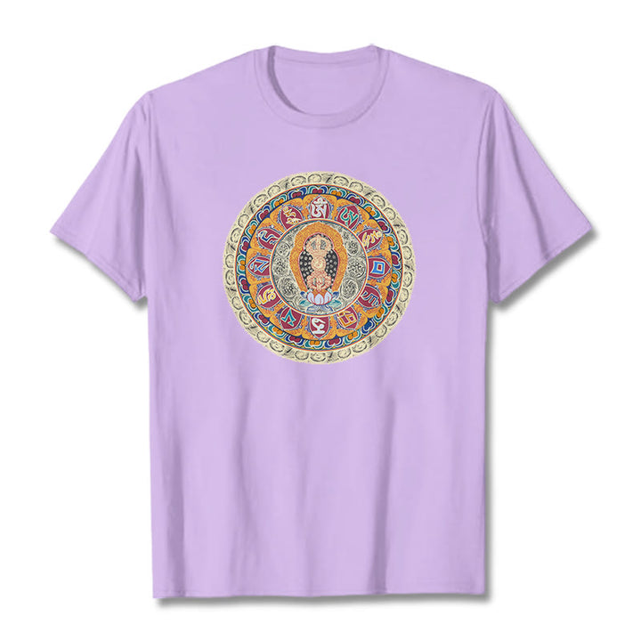 Buddha Stones Dorje Vajra Mandala Buddha Cotton Tee T-shirt - Plum - 2XL - image 15