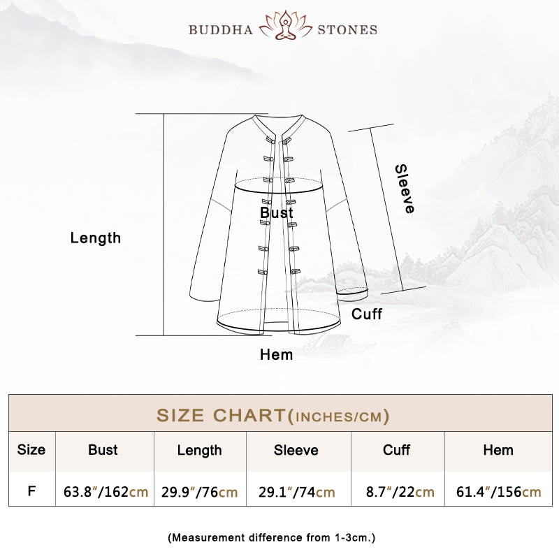 Buddha Stones Tie Dye Frog-Button Long Sleeve Zen Meditation Open Front Jacket - image 5