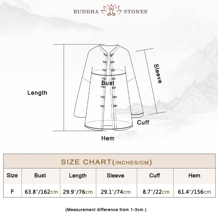 Buddha Stones Tie Dye Frog-Button Long Sleeve Zen Meditation Open Front Jacket - image 5