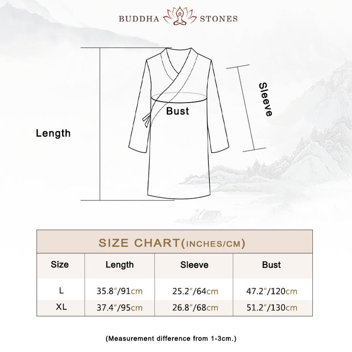 Buddha Stones 2Pcs V-Neck Men's Long Sleeve Shirt Top Pants Meditation Zen Tai Chi Cotton Linen Clothing Set - image 6