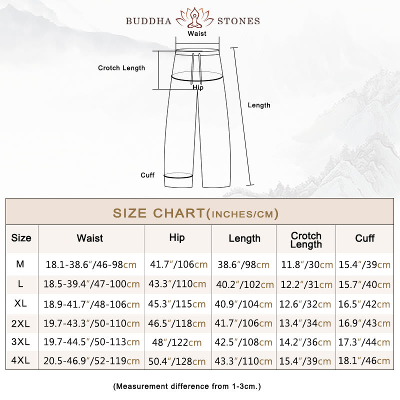 Buddha Stones Men's Solid Color Cotton Linen Casual Drawstring Pants With Pockets - image 5