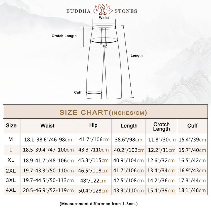 Buddha Stones Men's Solid Color Cotton Linen Casual Drawstring Pants With Pockets - image 5