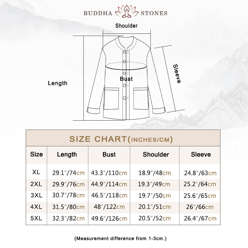 Buddha Stones Men's Button Ramie Linen Cotton Fleece Lined Jacket Shirt With Pockets - image 5