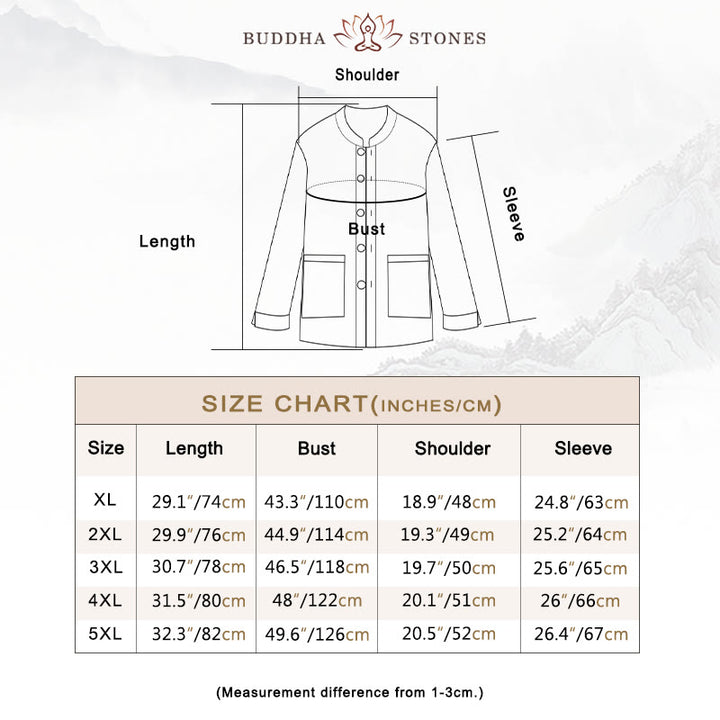 Buddha Stones Men's Button Ramie Linen Cotton Fleece Lined Jacket Shirt With Pockets - image 5