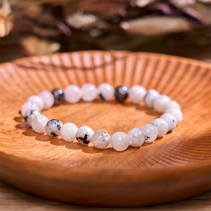 Buddha Stone Various Crystals Malachite Lazurite Lapis Lazuli Hemimorphite Calmness Bracelet - Rainbow Moonstone(Wrist Circumference: 14-16cm) - image 12