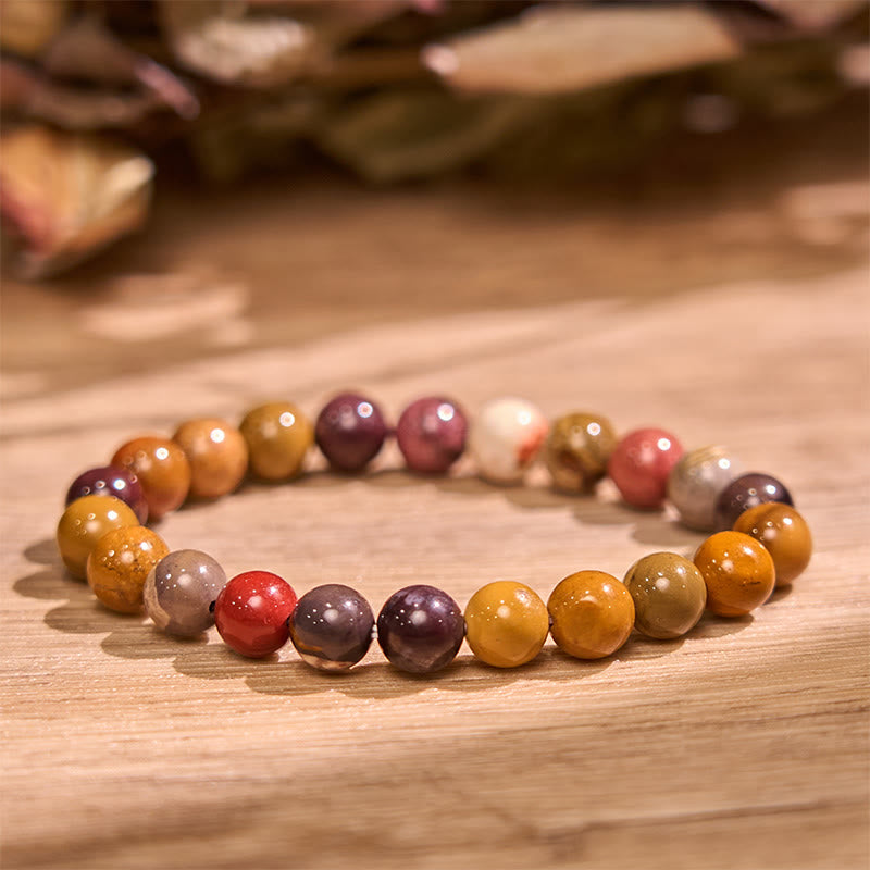 Buddha Stone Various Crystals Malachite Lazurite Lapis Lazuli Hemimorphite Calmness Bracelet - Mookaite(Wrist Circumference: 14-16cm) - image 24
