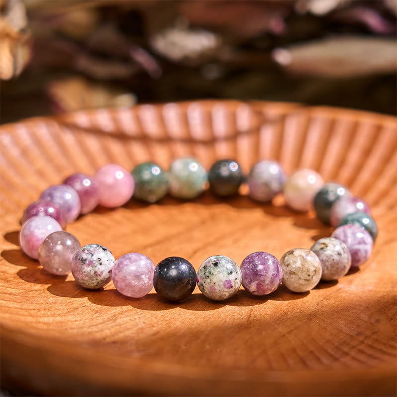 Buddha Stone Various Crystals Malachite Lazurite Hemimorphite Calmness Bracelet - Tourmaline(Wrist Circumference: 14-16cm) - image 42