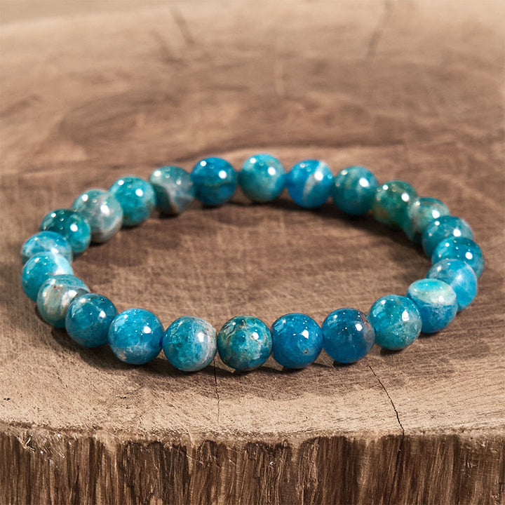 Buddha Stone Various Crystals Malachite Lazurite Hemimorphite Calmness Bracelet - Light Apatite(Wrist Circumference: 14-16cm) - image 101