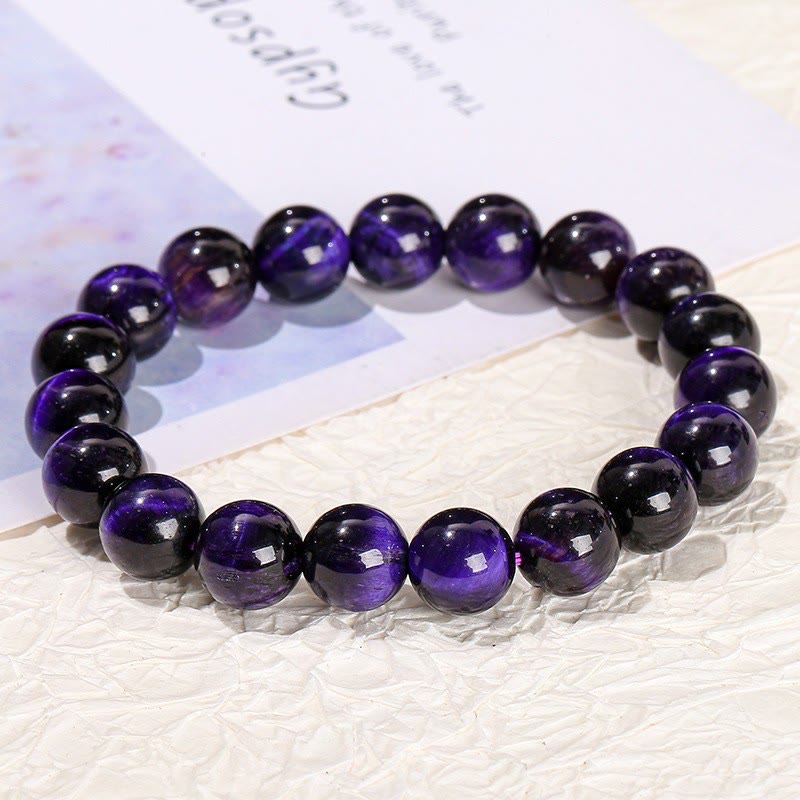 Buddha Stone Various Crystals Malachite Lazurite Lapis Lazuli Hemimorphite Calmness Bracelet - Dark Purple Tiger Eye(Wrist Circumference: 14-16cm) - image 143