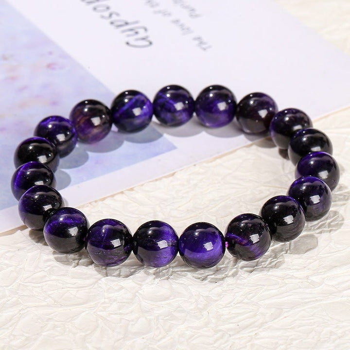Buddha Stone Various Crystals Malachite Lazurite Lapis Lazuli Hemimorphite Calmness Bracelet - Dark Purple Tiger Eye(Wrist Circumference: 14-16cm) - image 143