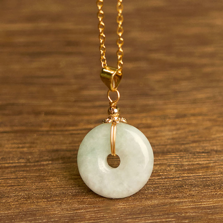 Buddha Stones Jade Peace Buckle Necklace Luck Pendant - image 2