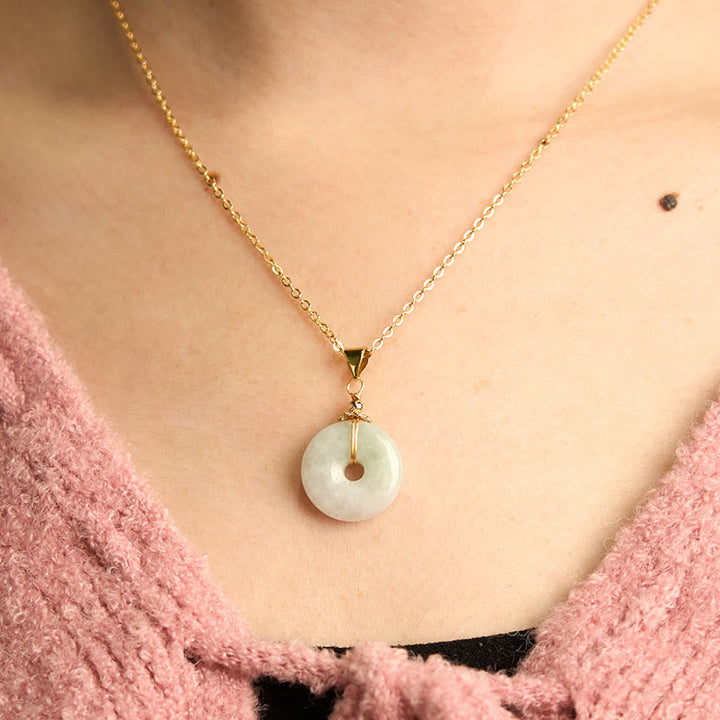 Buddha Stones Jade Peace Buckle Necklace Luck Pendant - image 4
