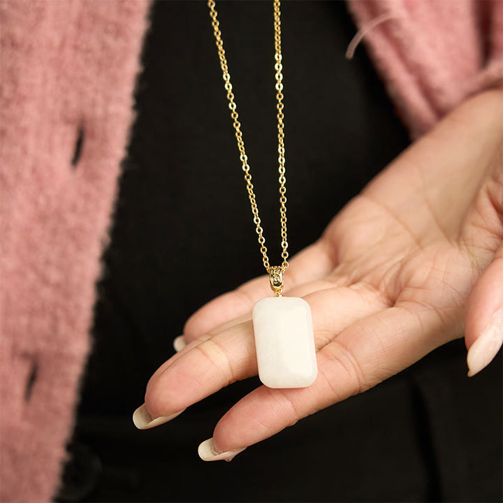 Buddha Stones Hetian Jade Silver Prosperity Necklace Pendant - image 3