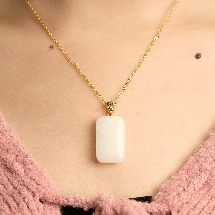 Buddha Stones Hetian Jade Silver Prosperity Necklace Pendant - image 4
