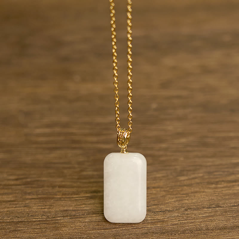 Buddha Stones Hetian Jade Silver Prosperity Necklace Pendant - image 2