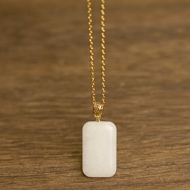 Buddha Stones Hetian Jade Silver Prosperity Necklace Pendant - image 2