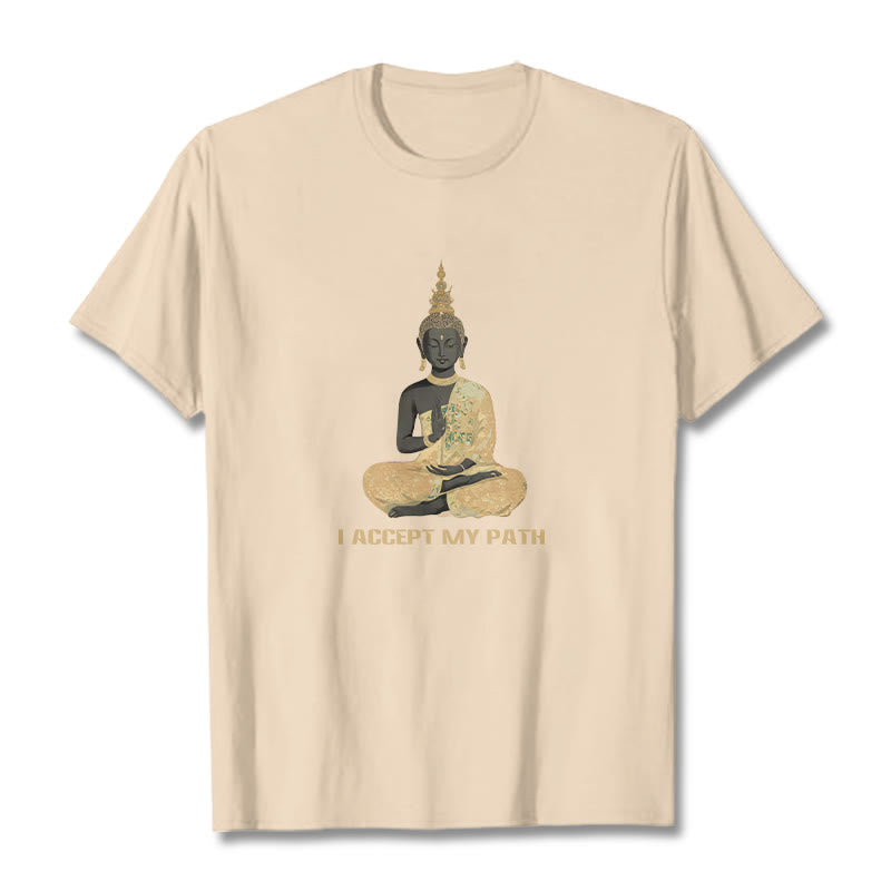 Buddha Stones I Accept My Path Cotton Tee T-shirt - Bisque - 2XL - image 11