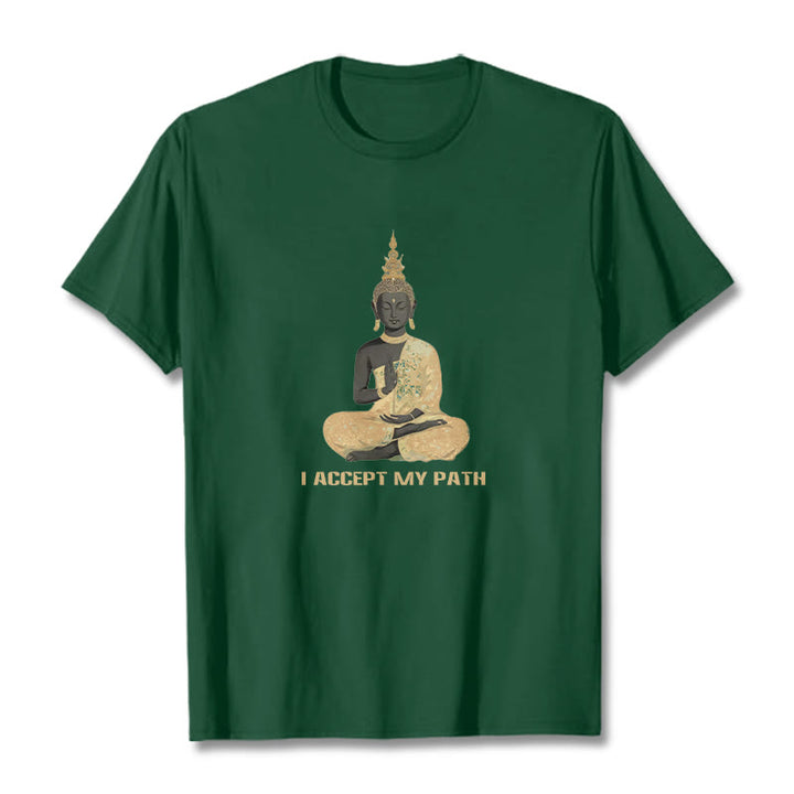 Buddha Stones I Accept My Path Cotton Tee T-shirt - ForestGreen - 2XL - image 8