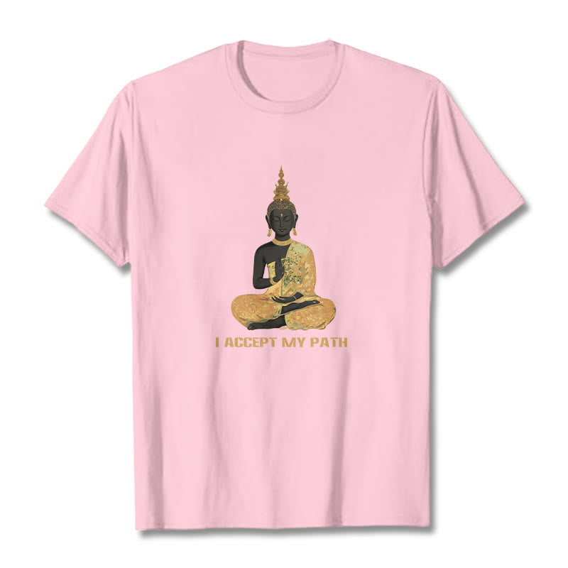 Buddha Stones I Accept My Path Cotton Tee T-shirt - LightPink - 2XL - image 14
