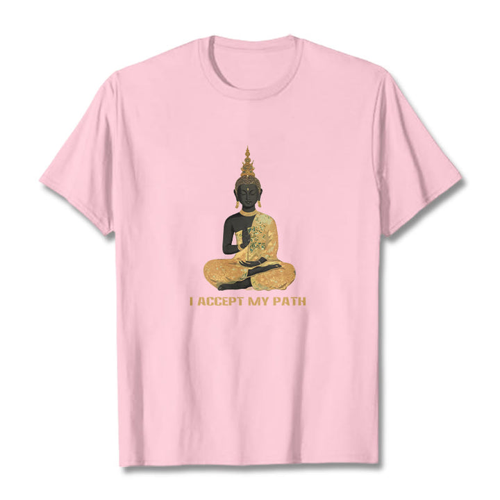 Buddha Stones I Accept My Path Cotton Tee T-shirt - LightPink - 2XL - image 14