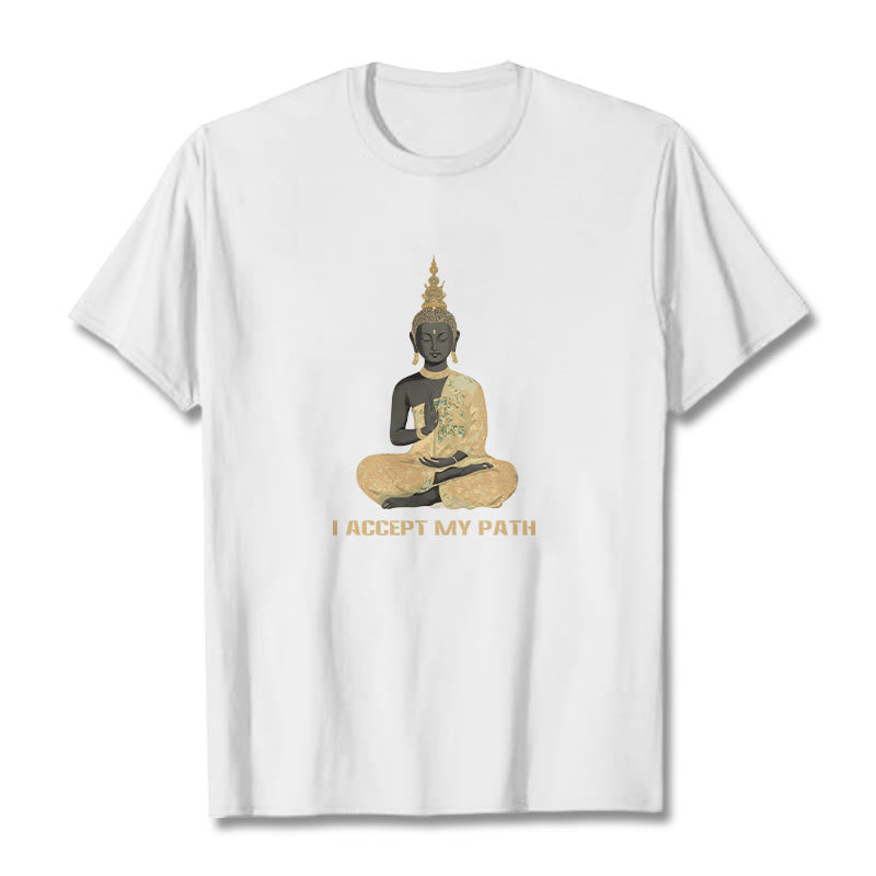 Buddha Stones I Accept My Path Cotton Tee T-shirt - White - 2XL - image 0