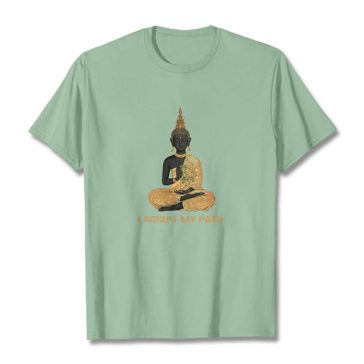 Buddha Stones I Accept My Path Cotton Tee T-shirt - PaleGreen - 2XL - image 18