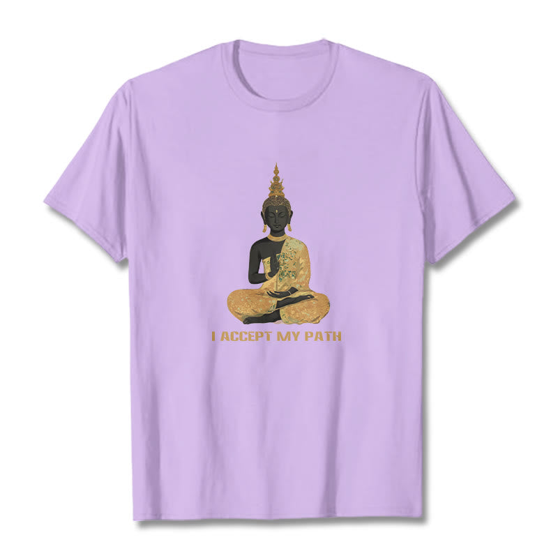 Buddha Stones I Accept My Path Cotton Tee T-shirt - Plum - 2XL - image 16