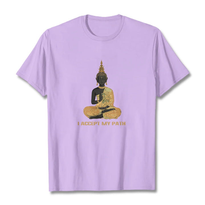 Buddha Stones I Accept My Path Cotton Tee T-shirt - Plum - 2XL - image 16