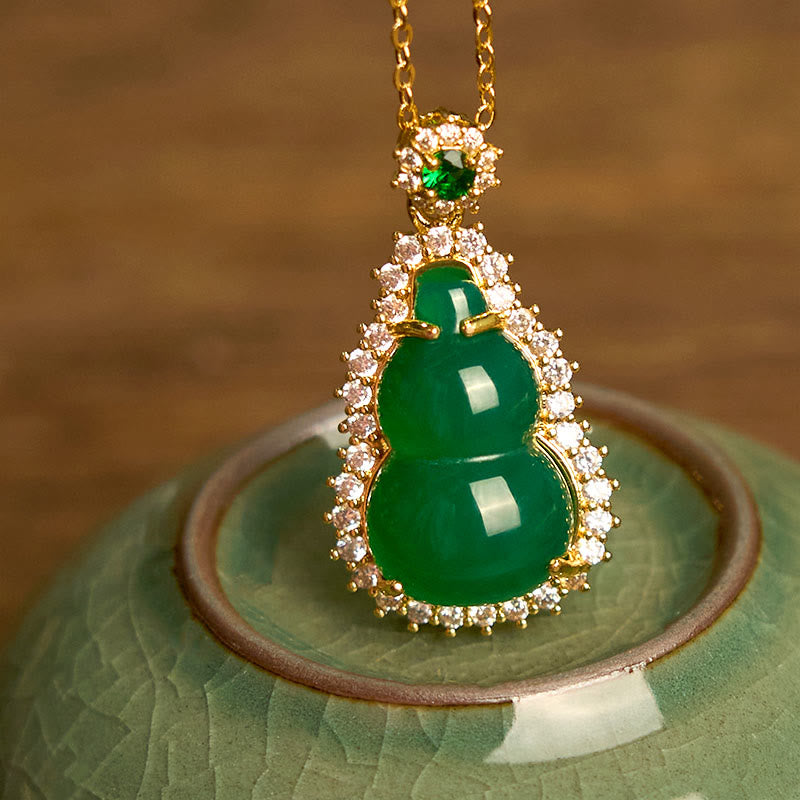 Buddha Stones Green Chalcedony Gourd Pendant - Green Chalcedony - image 0