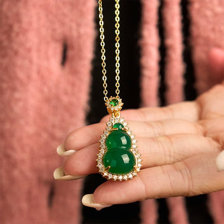 Buddha Stones Green Chalcedony Gourd Pendant - image 6