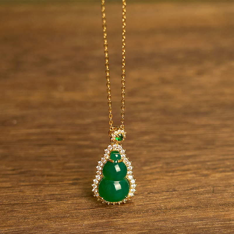 Buddha Stones Green Chalcedony Gourd Pendant - image 2
