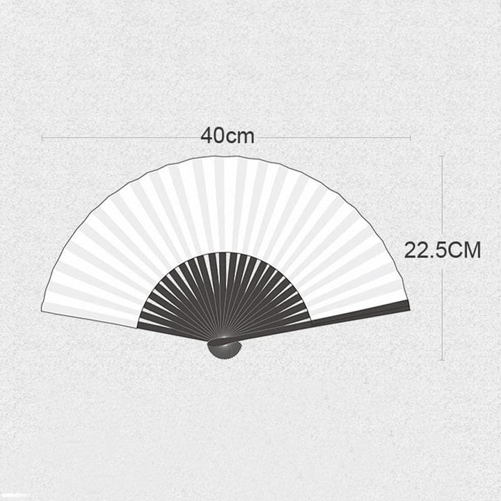 Buddha Stones Retro Mountain River Crane Silk Handheld Bamboo Folding Fan - image 9